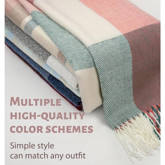 ❤️Women Plaid Scarf Chunky Oversized Winter Fall Warm Tartan Scarves Wrap Shawl - Picture 4 of 5